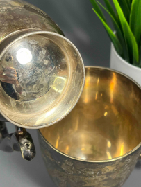 Крупная кружка из латуни с серебрением. Индия. Именная надпись и монограмма. Картинка 8